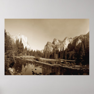 Sepia Yosemite Valley Poster