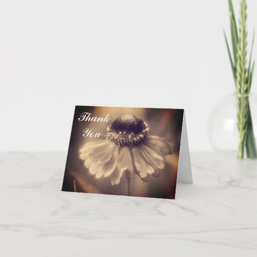 Sepia Zinnia Blume individuell anpassbar Dankeschö Dankeskarte (Vorderseite)