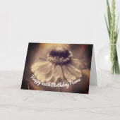 Sepia Zinnia Blume Personalisiert Geburtstag Karte (Vorderseite)