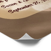 Sepia Zinnia Blume Personalisiert Wedding Poster (Ecke)