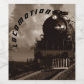 Sepia Zugräder auf Gleisbahn Bahn Weinetikett (Einzelnes Label)