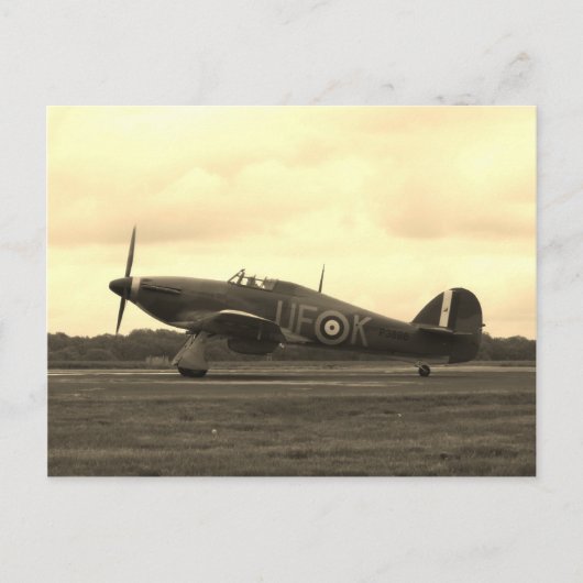 Sepiatone Hawker Hurrikan Postkarte (Vorderseite)