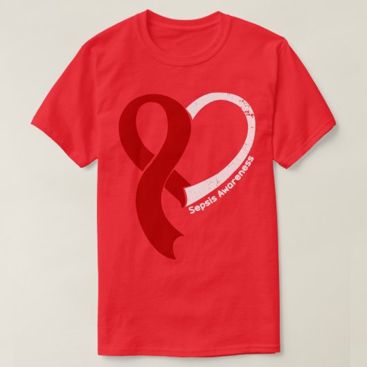 Sepsis Awareness Hope Liebe Herz Ribbon Happy Vale T-Shirt (Design vorne)