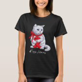 Sepsis Awareness Month Red Ribbon Cat T-Shirt (Vorderseite)