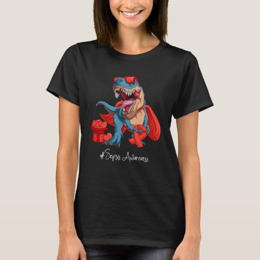 Sepsis Awareness Month Red Ribbon Trex T-Shirt (Vorderseite)