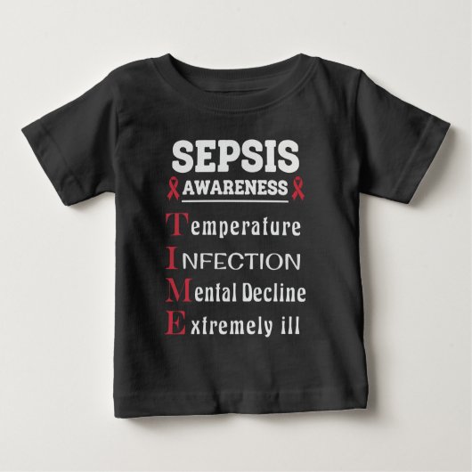 Sepsis Awareness T.I.M.E. Guide Baby T-shirt (Vorderseite)