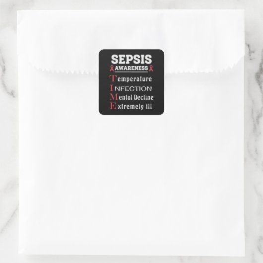 Sepsis Awareness T.I.M.E. Guide Quadratischer Aufkleber (Tasche)