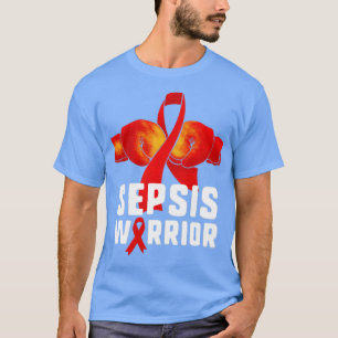 Sepsis Warrior Red Ribbon Boxing Gloves Awareness  T-Shirt