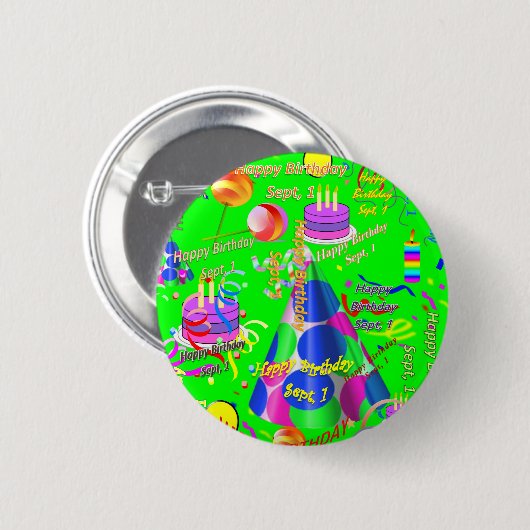 Sept., 1 Kindergeburtstag Button (Vorne & Hinten)