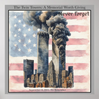 September 11 Twin Towers Memorial Wall Art Poster