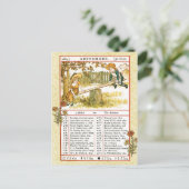 September 1884 Almanac.  Libra, das Gleichgewicht Postkarte (Stehend Vorderseite)