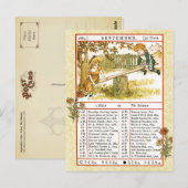 September 1884 Almanac.  Libra, das Gleichgewicht Postkarte (Vorne/Hinten)