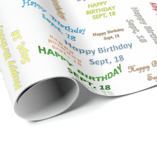 September, 18 Geburtstag Geschenkpapier (Rolleneckpunkt)