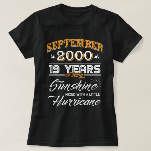 September 2000 19-jährig vom Sein Sonnenschein T-Shirt (Design vorne)