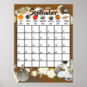 September 2025 Monats Kalender Astrologisch Poster