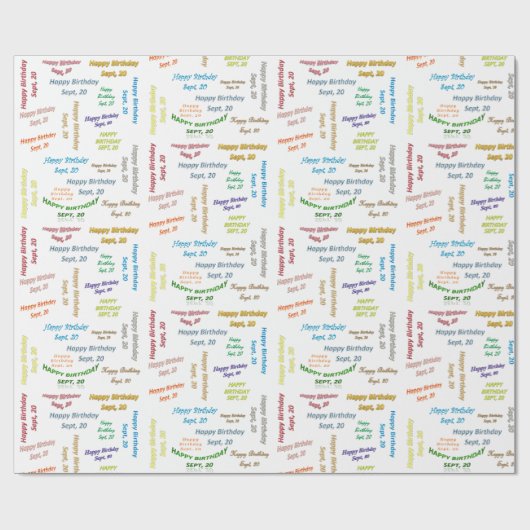 September, 20 Geburtstag Geschenkpapier (Flach)