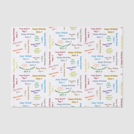 September, 3. Geburtstag, Tissue Paper Seidenpapier (Vorderseite)