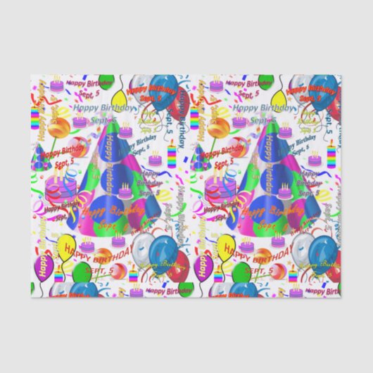 September, 5. Geburtstag, Tissue Paper Seidenpapier (Vorderseite)