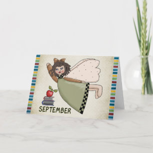 September Angel Blank School Grußkarte Karte