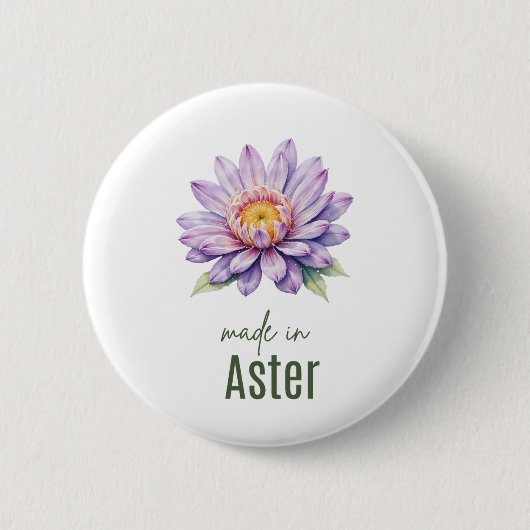 September Aster Birth Flower Flat Thank You Button (Vorderseite)