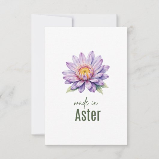 September Aster Birth Flower Flat Thank You Card Dankeskarte (Vorderseite)