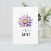 September Aster Birth Flower Flat Thank You Card Dankeskarte (Stehend Vorderseite)