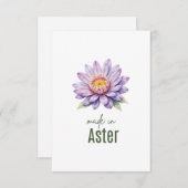 September Aster Birth Flower Flat Thank You Card Dankeskarte (Vorne/Hinten)
