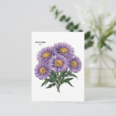 September Aster Birth Monat Custom Floral Art Postkarte (Stehend Vorderseite)