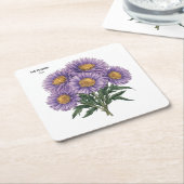 September Aster Birth Monat Custom Floral Art Rechteckiger Pappuntersetzer (angewinkelt)
