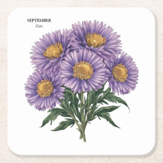 September Aster Birth Monat Custom Floral Art Rechteckiger Pappuntersetzer