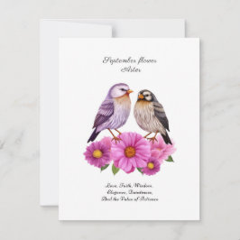 September-Aster-Blume mit Birds Birth-Geschenk