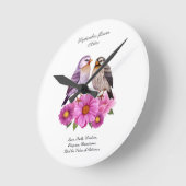 September-Aster-Blume mit Birds Birth-Geschenk Runde Wanduhr (Winkel)