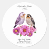 September-Aster-Blume mit Birds Birth-Geschenk Runder Aufkleber (Vorderseite)
