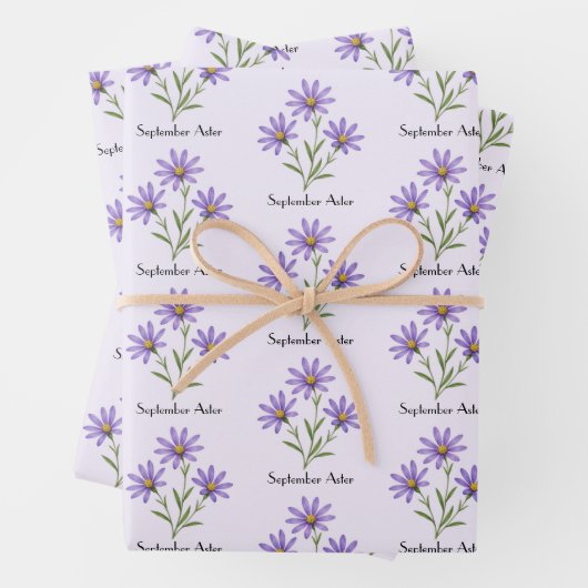 September-Aster-Blumen Geschenkpapier Set (Beispiel)