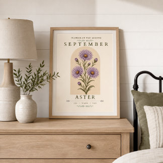 September-Aster-Geburtsblumenposter Poster