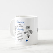 September Aster | Morning Glory Birthday Keepake Kaffeetasse (Vorderseite Links)