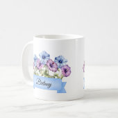 September Birth Aster Blume Personalisiert Kaffeetasse (Vorderseite Links)