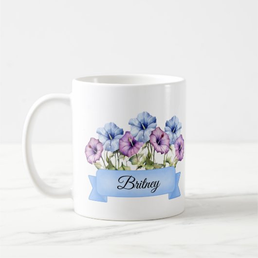 September Birth Aster Blume Personalisiert Kaffeetasse (Links)