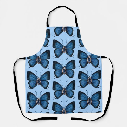 September Birth Blue Sapphire Butterfly Pattern Schürze (Vorderseite)