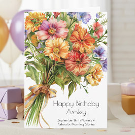 September Birth Flower Birthday Card | Asters Karte