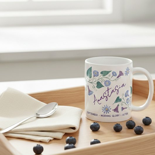 September Birth Flower Custom Name Morning Glory Kaffeetasse