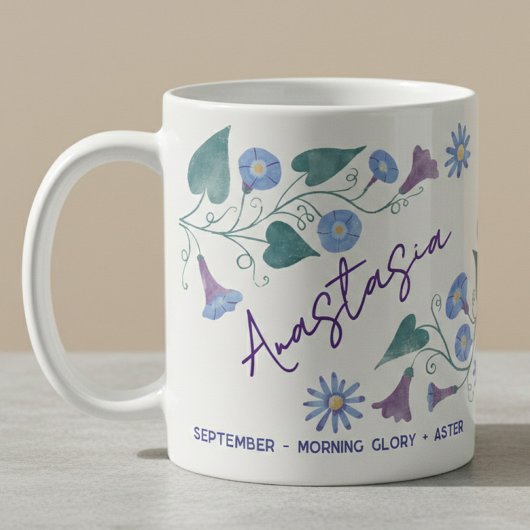 September Birth Flower Custom Name Morning Glory Kaffeetasse