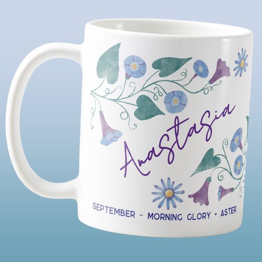 September Birth Flower Custom Name Morning Glory Kaffeetasse