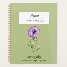 September Birth Flower Morning Glory Personalized  Planer