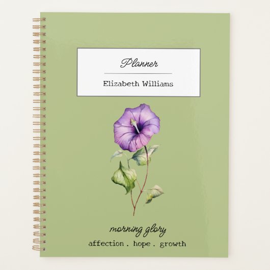 September Birth Flower Morning Glory Personalized Planer (Vorderseite)