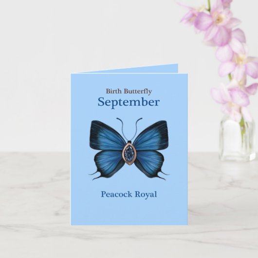 September Birth Gemstone Butterfly - Peacock Royal Karte (Orchidee)
