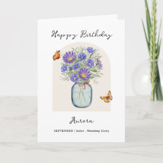 September Birth Month Flower Birthday Karte