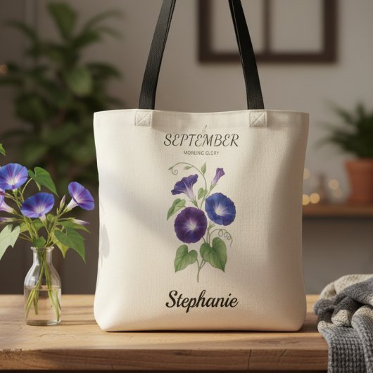 September Birthday Gift Birth Flower Morning Glory Tasche