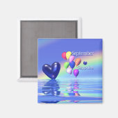 September Birthday Sapphire Heart Magnet (Vorderseite/Rückseite)