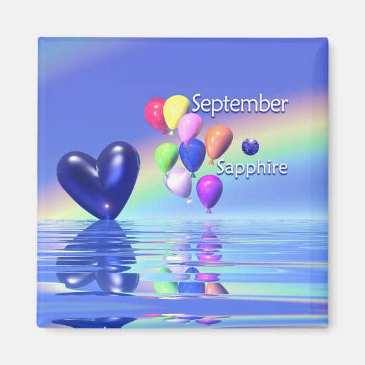 September Birthday Sapphire Heart Magnet (Vorne)